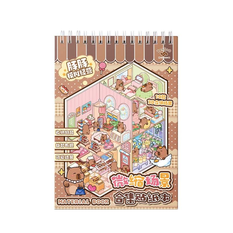 Блокнот наклеек 3D Создай свою комнату 10 комнат 14 страниц с наклейками капибара (10716)