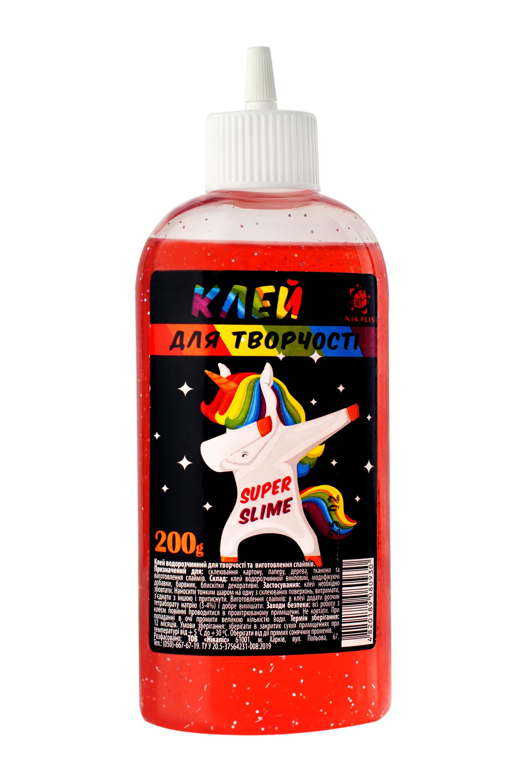 Клей основа для изготовления слаймов и лизунов Nikalis 200 г Красный