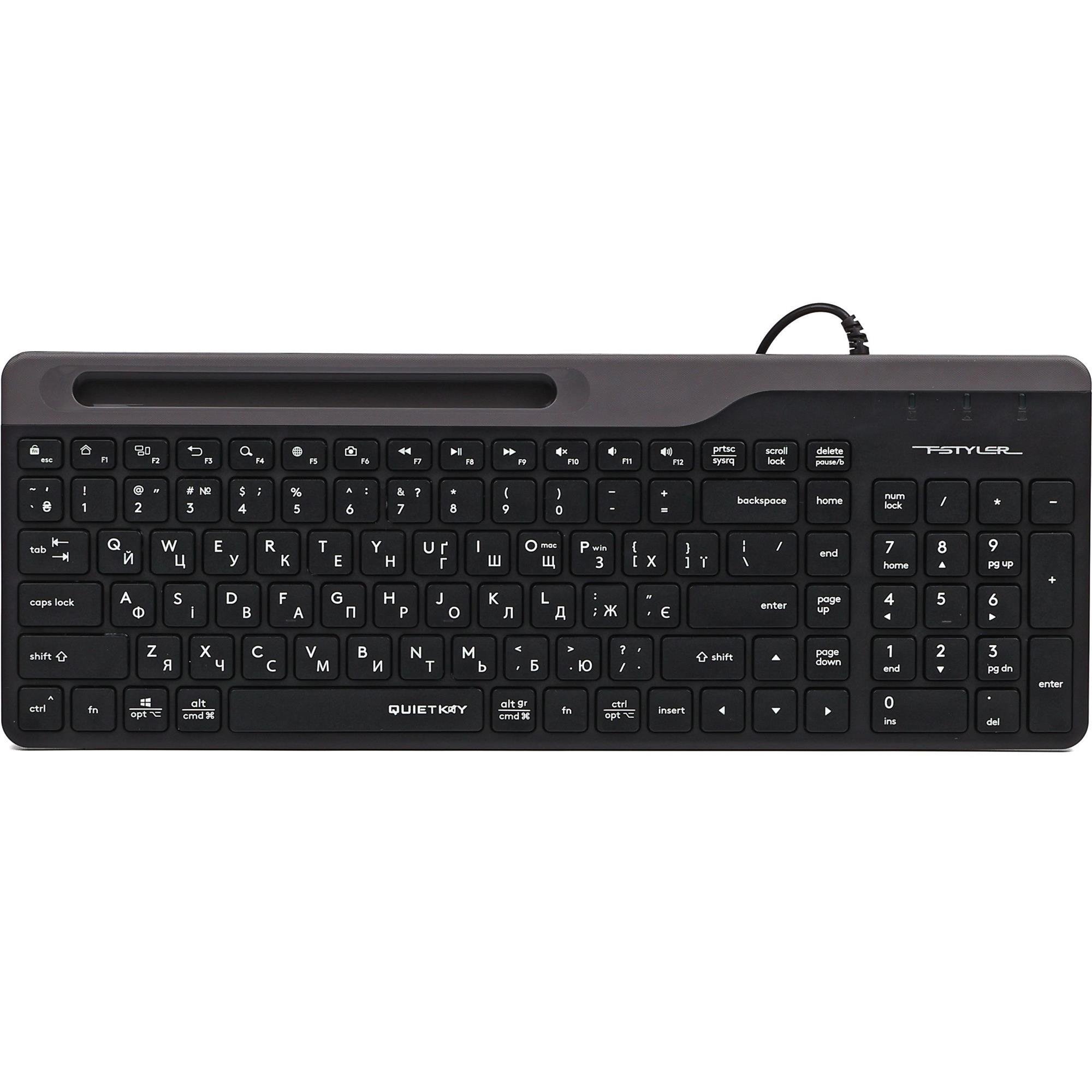 Клавиатура проводная A4Tech FK25 Fstyler полноразмерная мембранная 104 клавиши ENG/UKR 1,5 м Black (FK25 Black)
