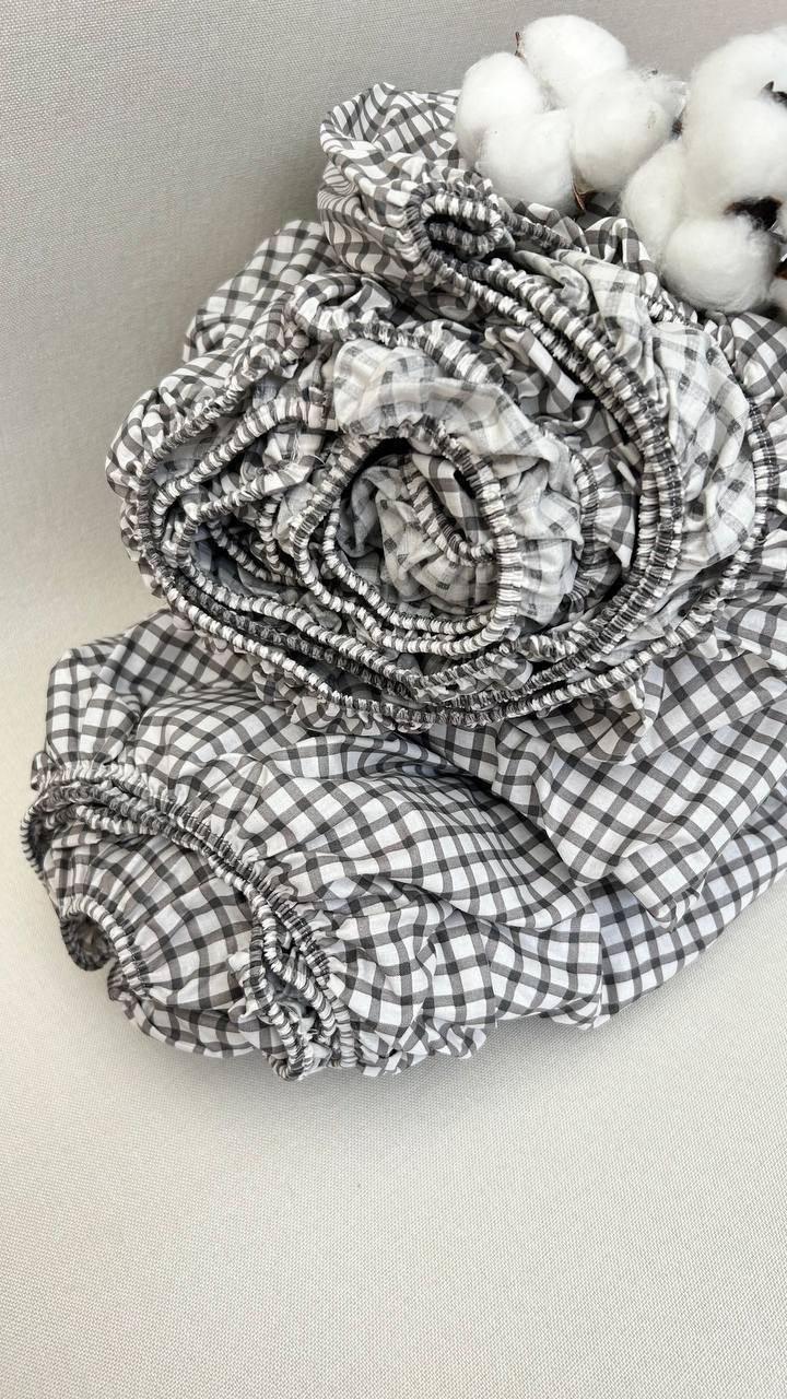 Простынь на резинке бязь 180x200x25 см Серый (П4К-mur-rezinka-002-03)