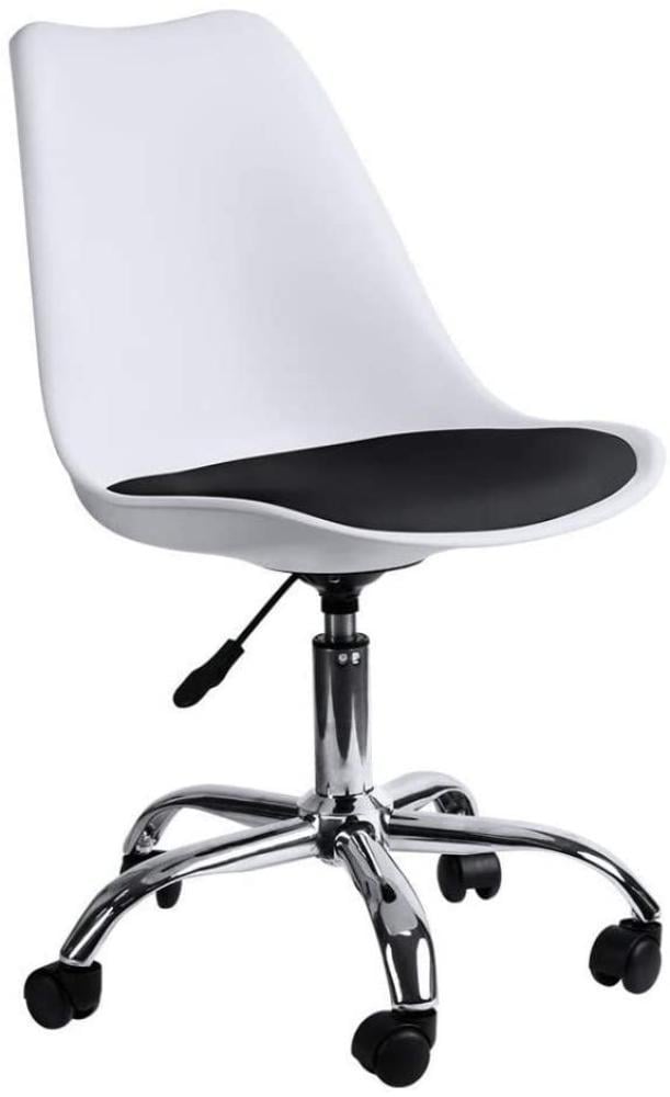 Офісне крісло Bonro B-487 на колесах з чорним сидінням з екошкіри Білий (132-76-42300042) - фото 1 Офісне крісло Bonro B-487 на колесах з чорним сидінням з екошкіри Білий (132-76-42300042) - фото 1