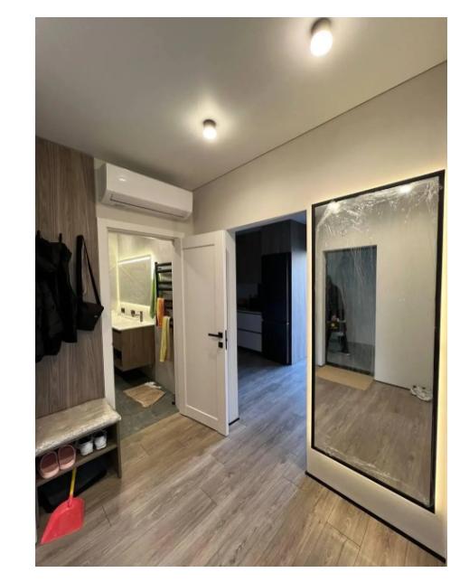 Дзеркало настінне у МДФ рамі з фоновим LED підсвічуванням 160x60 см Чорний (29068624) - фото 8