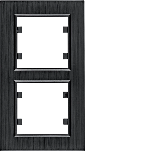 Рамка двухместная вертикальная Hager Lumina Passion Черный алюминий (WL9123)