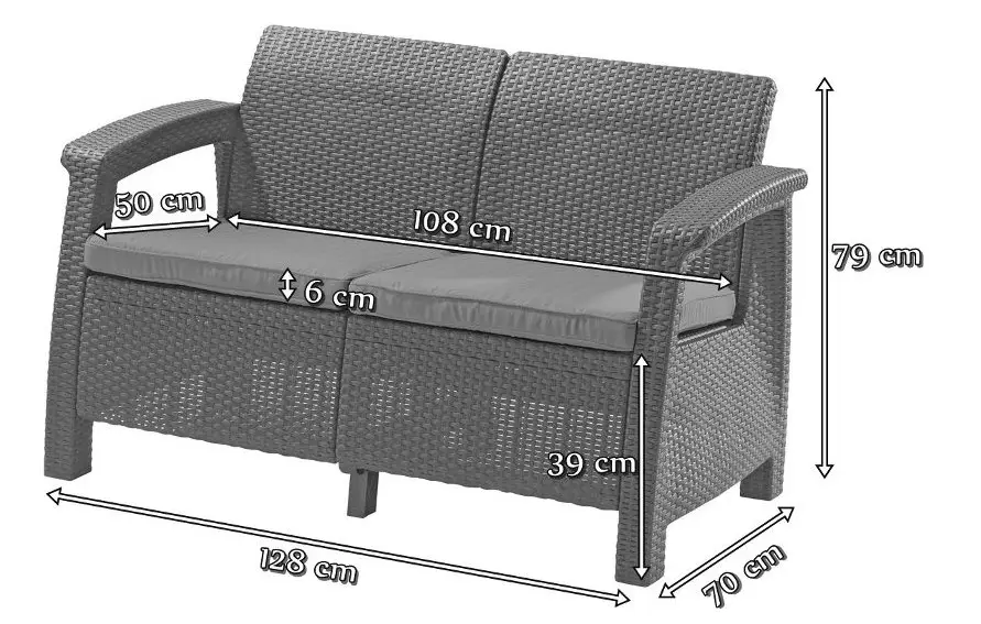 Диван садовий Keter Corfu II Love Seat Коричневий (CNT00008413) - фото 2