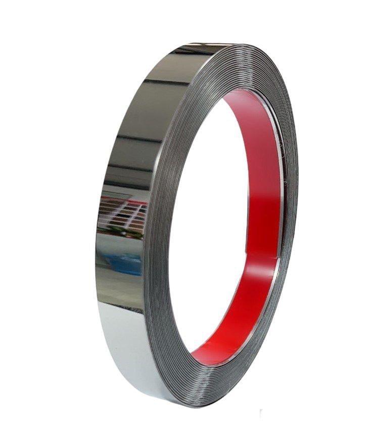 Наклейка на стіну дзеркальна металева молдинг 1 см 5 м Сріблястий (8911)