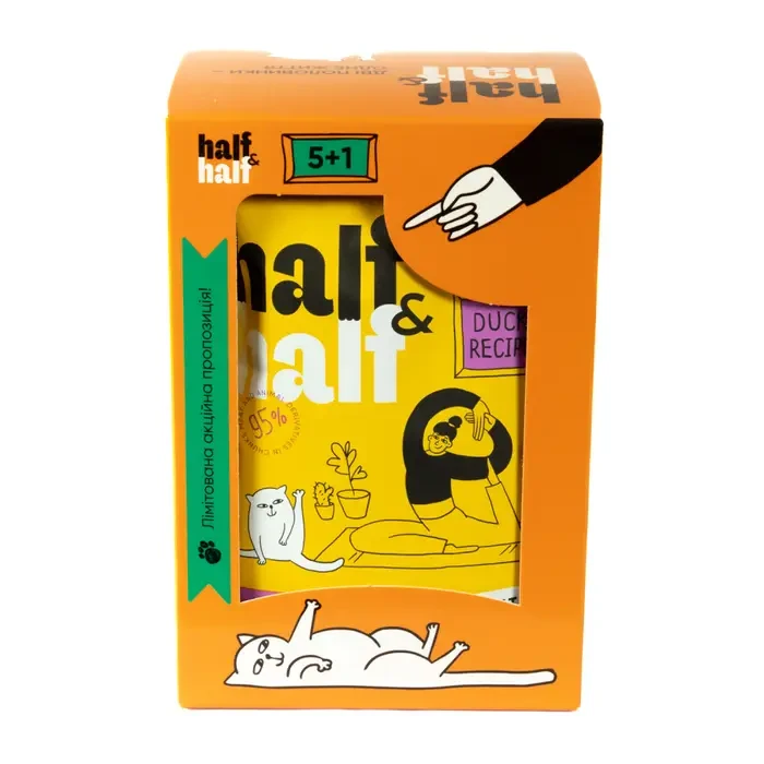Вологий корм для котів Half&Half 5+1 pouch качка 600 г (HH_040492) - фото 2 Вологий корм для котів Half&Half 5+1 pouch качка 600 г (HH_040492) - фото 2