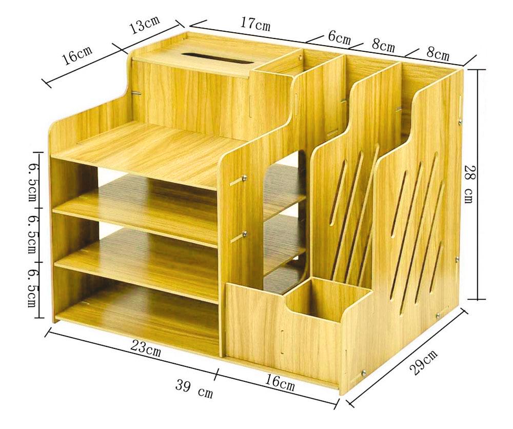 Настільний органайзер для канцелярії дерев'яний 39х29х28 см Коричневий (1008253-Brown) - фото 3