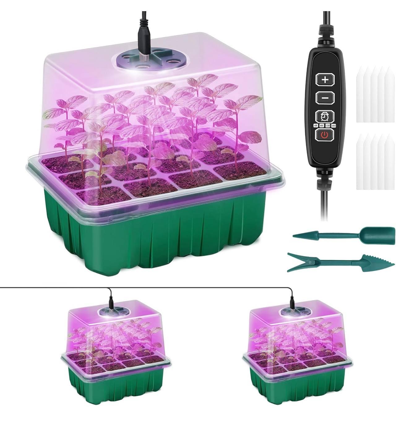 Стартовый набор для растений со светодиодной лампой для роста 5 лотков по 12 ячеек (1086) - фото 4