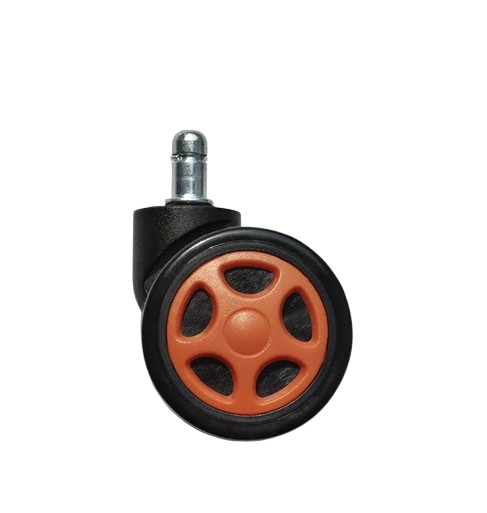 Колесо для офісного крісла АКЛАС FI 11/20 мм універсальне пластикове обгумоване Чорно-помаранчевий