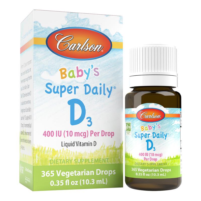 Рідкий вітамін D3 для дітей Carlson Labs Baby's Super Daily D3 400 IU 10 mcg 10,3 мл (10726-01) - фото 1