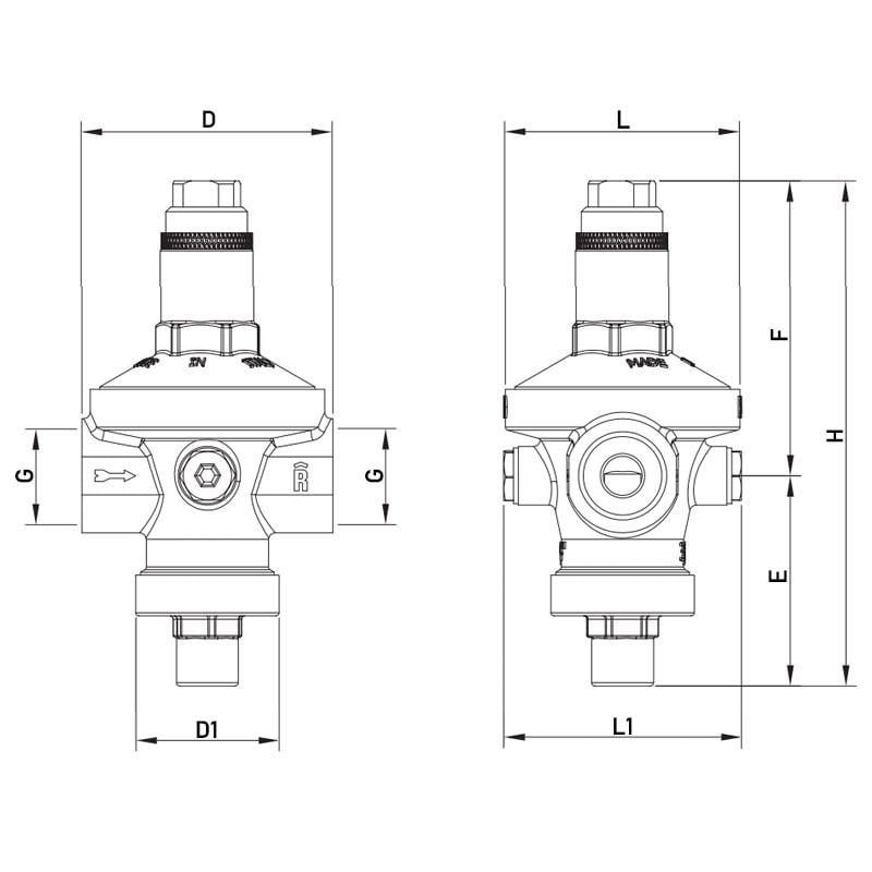 Редуктор давления Roho R1203-050 1/2" ВВ PN16 1,5-7 бар мембранный (RO0147) - фото 2