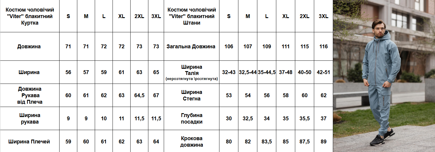 Костюм чоловічий Viter плащівка XXXL Блакитний (1618227087/3/6) - фото 9