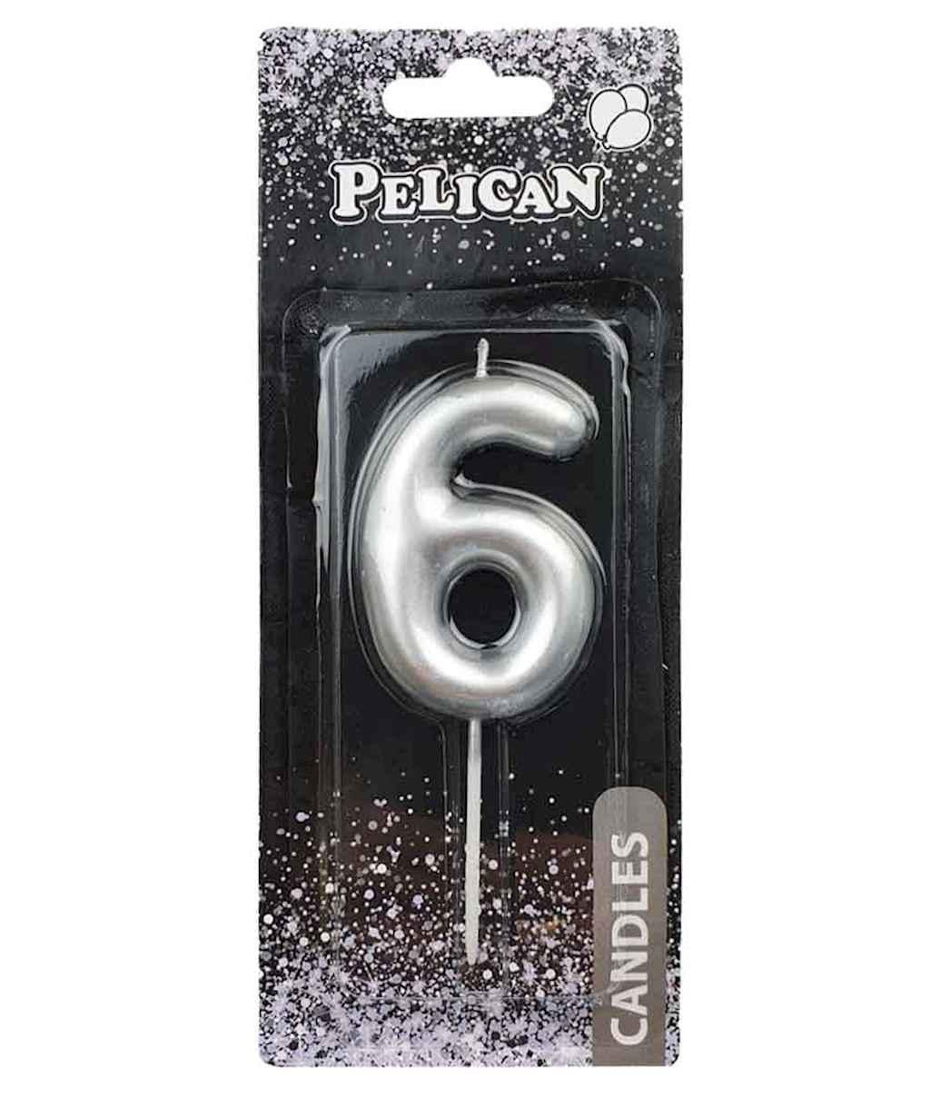Свеча для торта Pelican 6 6 см Серебристый (866026)