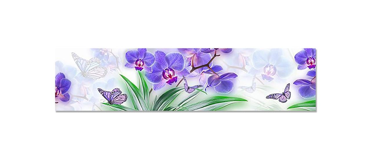 Наклейка виниловая на кухню Zatarga Синие Орхидеи и бабочки 600х2500 мм (1283915607)