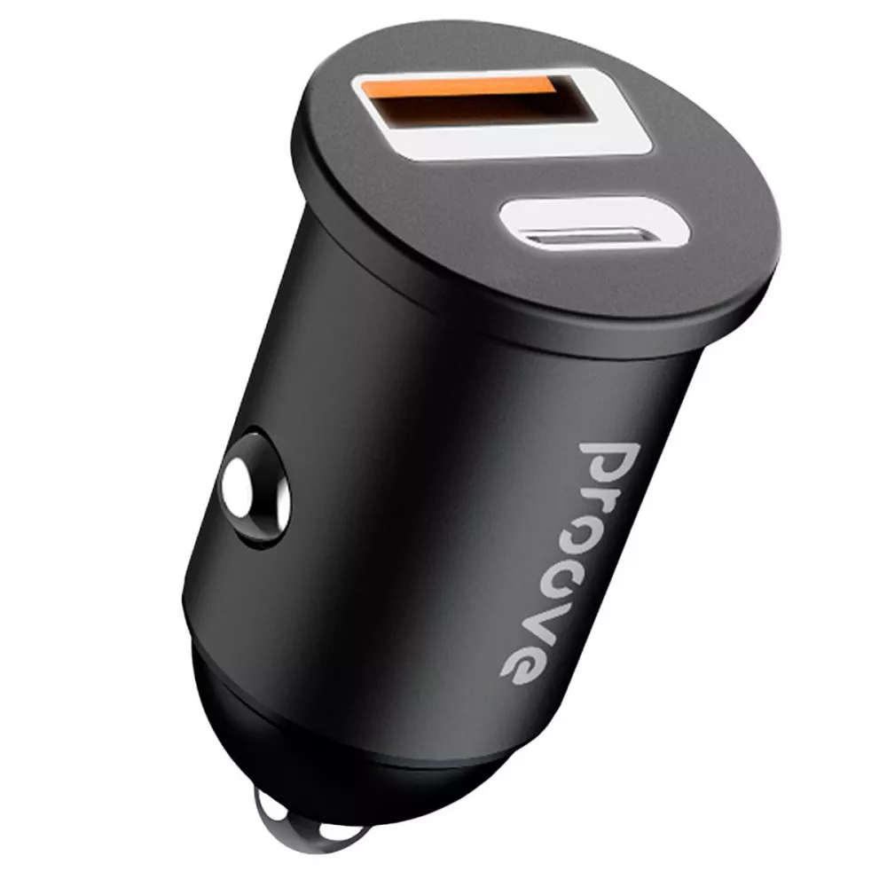 Зарядный адаптер для авто Proove Tiny 30 Вт USB-C и USB-A QC3.0/PD3.0 металл Черный (30142027)