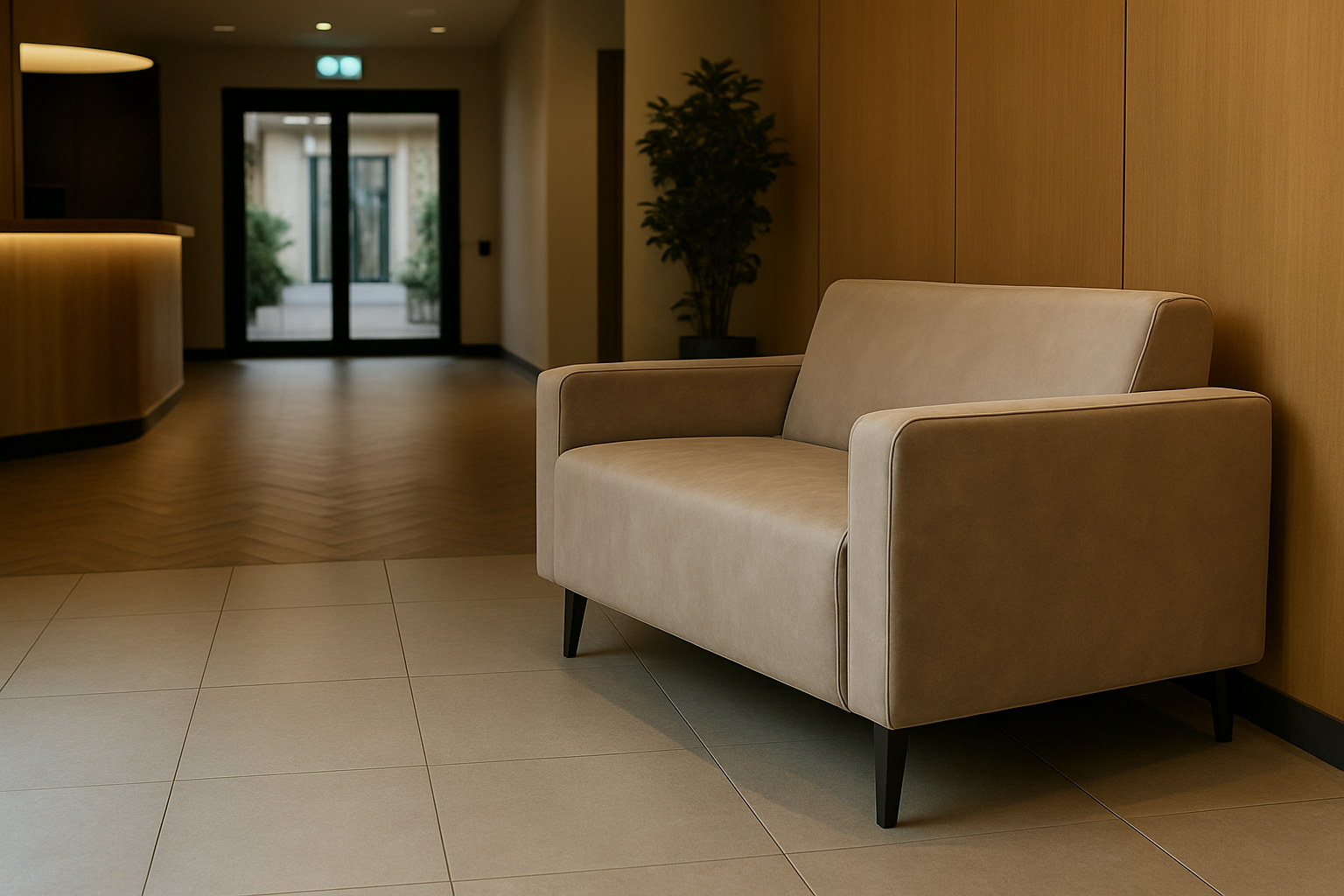 Диван офісний Tobi Sho Тайм з підлокітниками велюр Крокус 1460х680х770 мм Бежевий (Бежевий/07) - фото 2