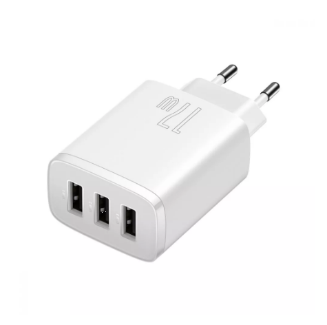 Зарядний пристрій BASEUS Compact 17 W 3USB White (567594)