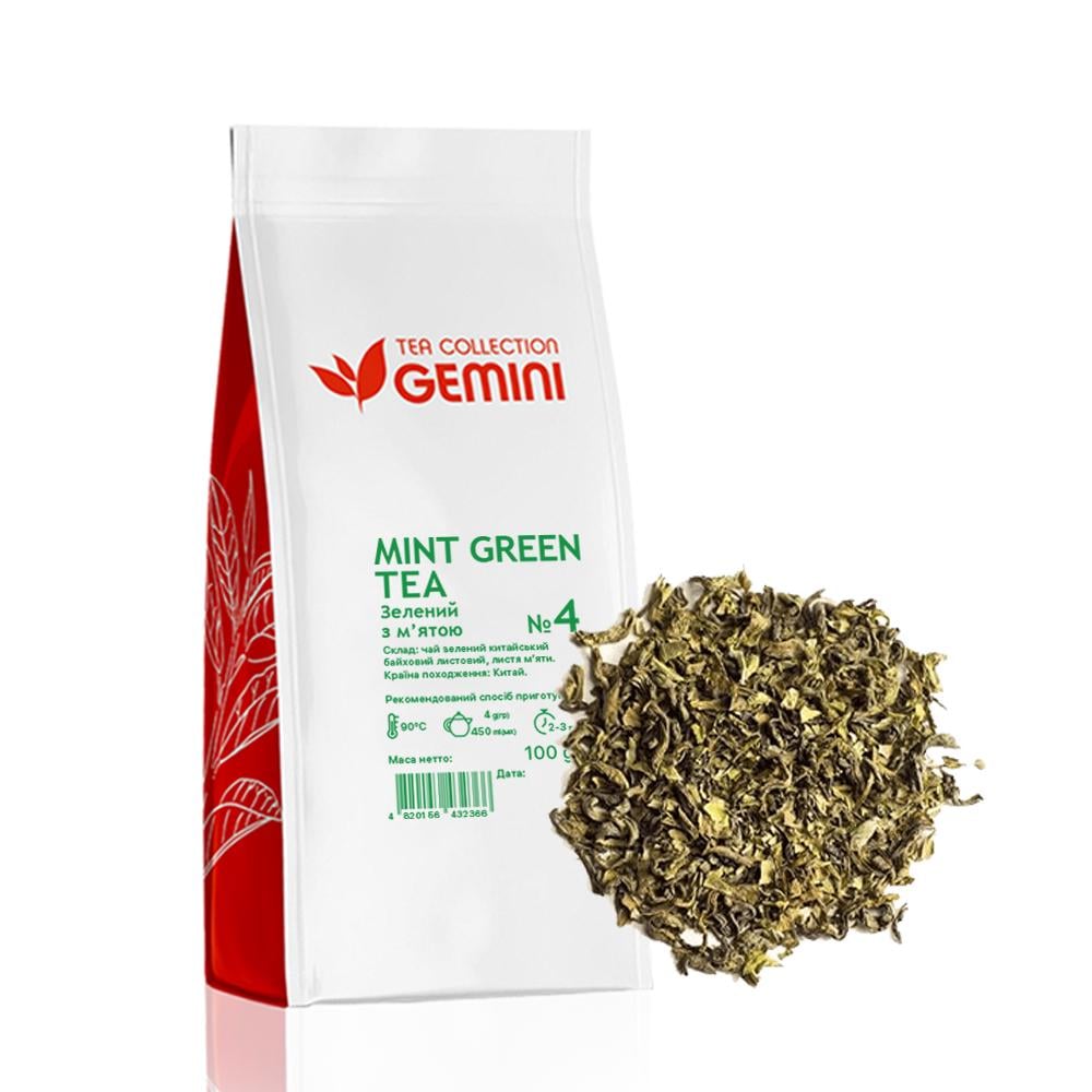 Чай зелений листовий Gemini Tea Collection Mint Green Tea 100 г (4820156432366)