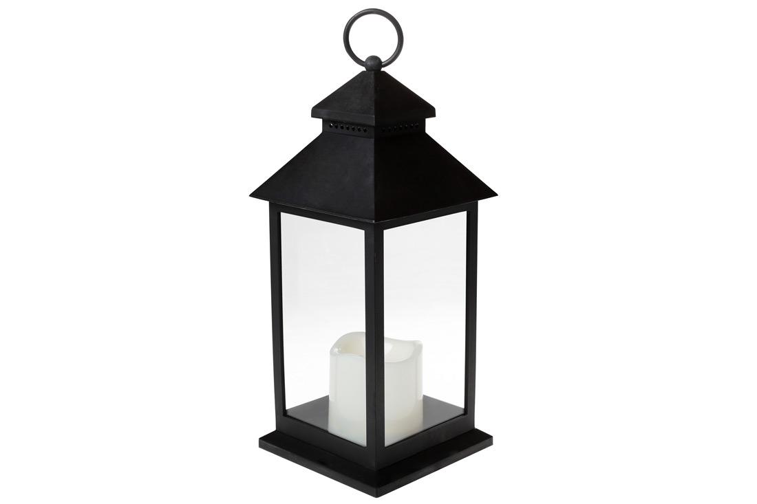 Декоративный фонарь Bonadi со свечкой LED на батарейках 32 см Черный (882-121)