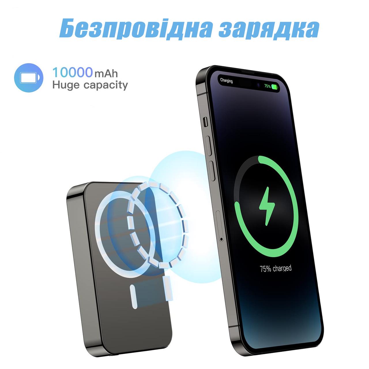 Повербанк беспроводной MagSafe для iPhone 22,5W 10000 mAh Navy Blue (13698856) - фото 10