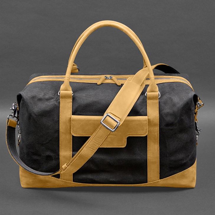 Дорожня сумка з канвасу та натуральної шкіри Crazy Horse Жовтий (A-028782) - фото 7 Дорожня сумка з канвасу та натуральної шкіри Crazy Horse Жовтий (A-028782) - фото 7