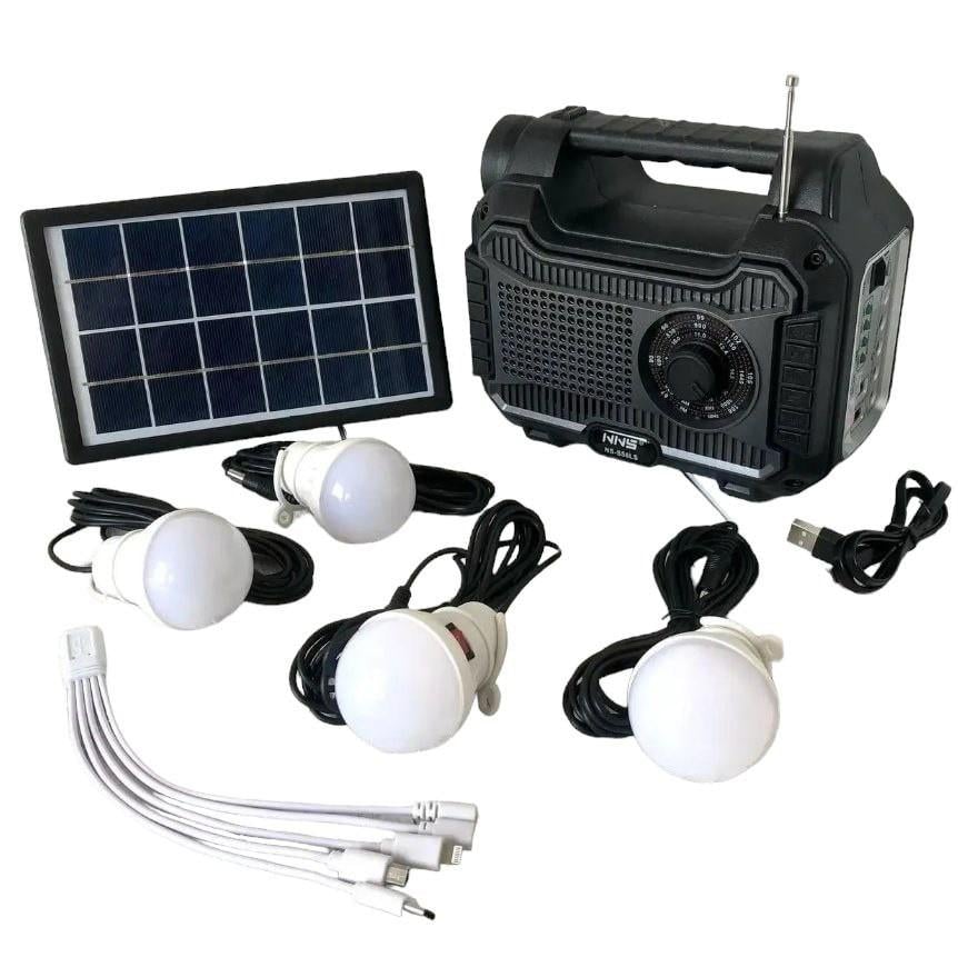 Солнечная станция для зарядки мобильных устройств и освещения NNS NS-S56LS с повербанком 10 Ah и радио (NNS NS-S56LS)