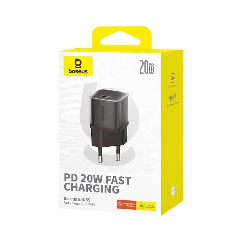 Зарядний пристрій для Baseus GaN5S Fast Charger 1C 20W EU Cluster Black (P10162503113-00)