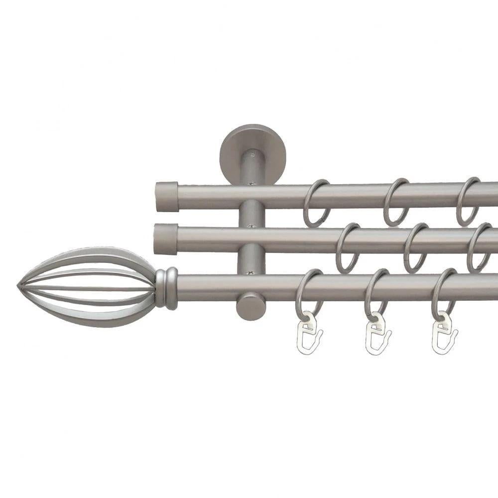 Карниз трубчатый Orvit Пантеон трехрядный 16/16/16 мм цилиндр 300 см Сатин (000-6741)