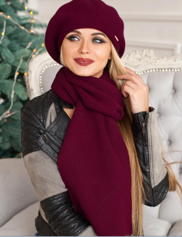 Набор берет вязаный и женский шарф Braxton Вива Бордовый (354W) - фото 1 Набор берет вязаный и женский шарф Braxton Вива Бордовый (354W) - фото 1
