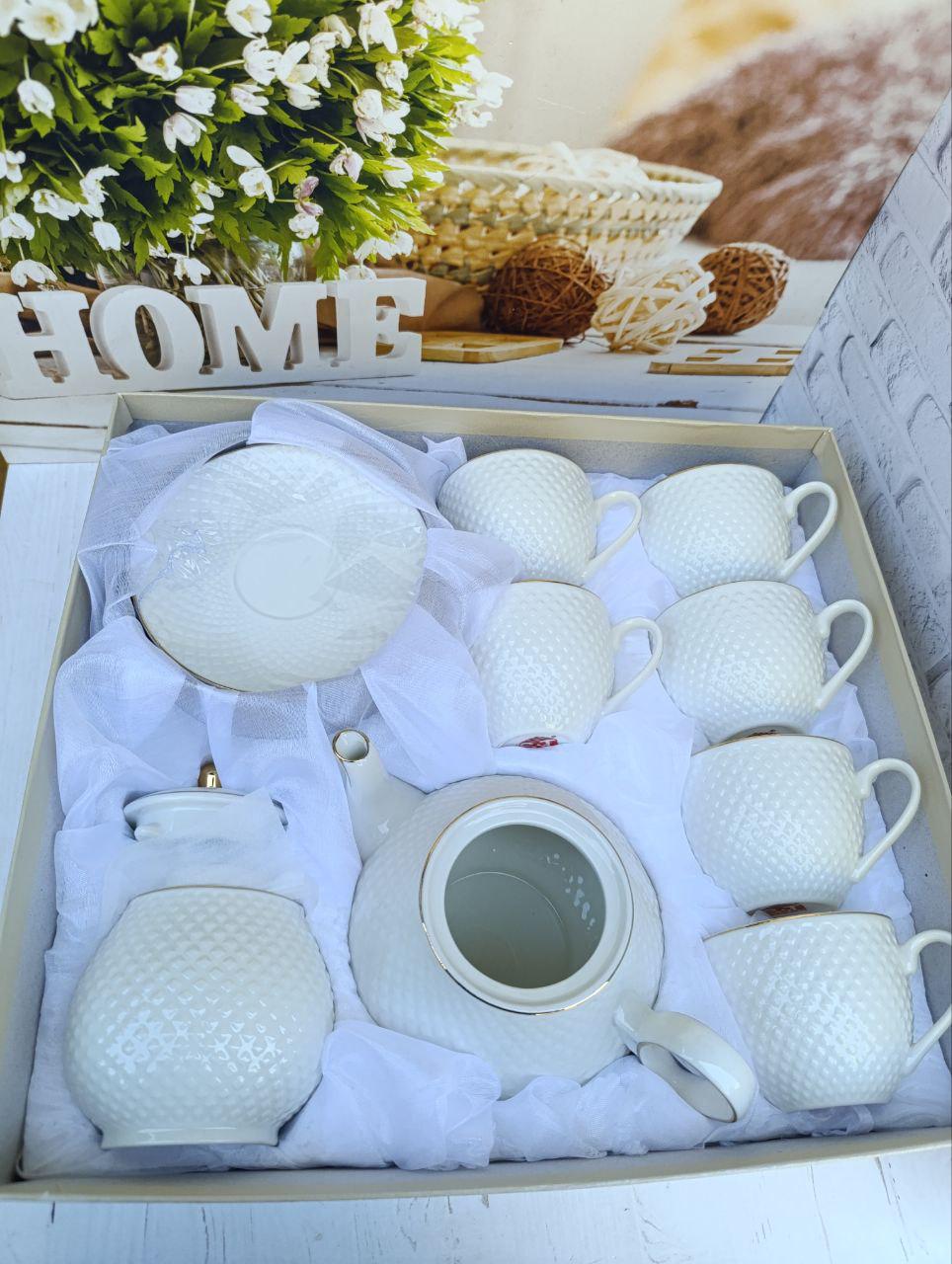 Чайний сервіз SNT Белла порцеляна 260 мл/460 мл/1 л 14 предметів Білий (18041-00) - фото 4