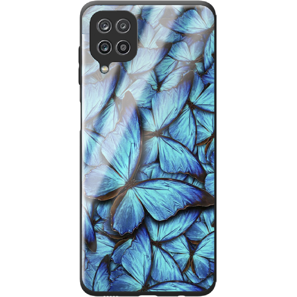Чохол BoxFace Samsung M325F Galaxy M32 Лазурні Метелики Чорний силікон зі склом (42962-up1550-44203)
