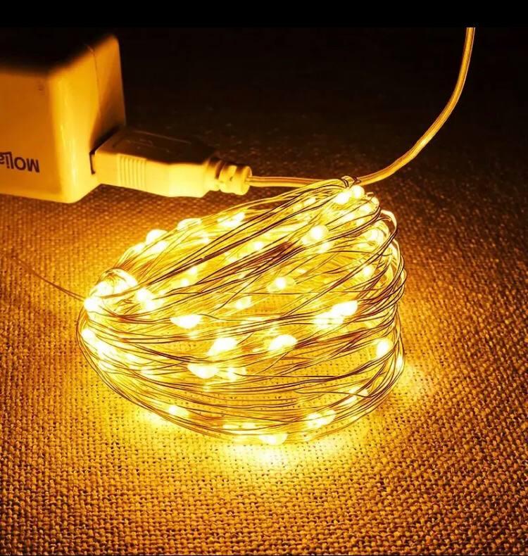 Гирлянда светодиодная Роса USB 5 м Теплый белый (22922061) - фото 2