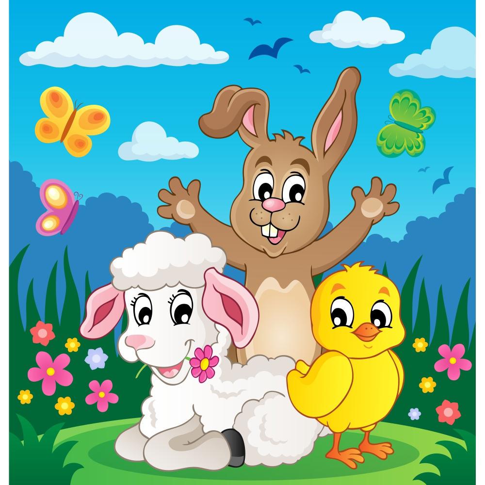 Картина по номерам Strateg Премиум Животные играют на лужайке с лаком и с уровнем 30х30 см (ES171)