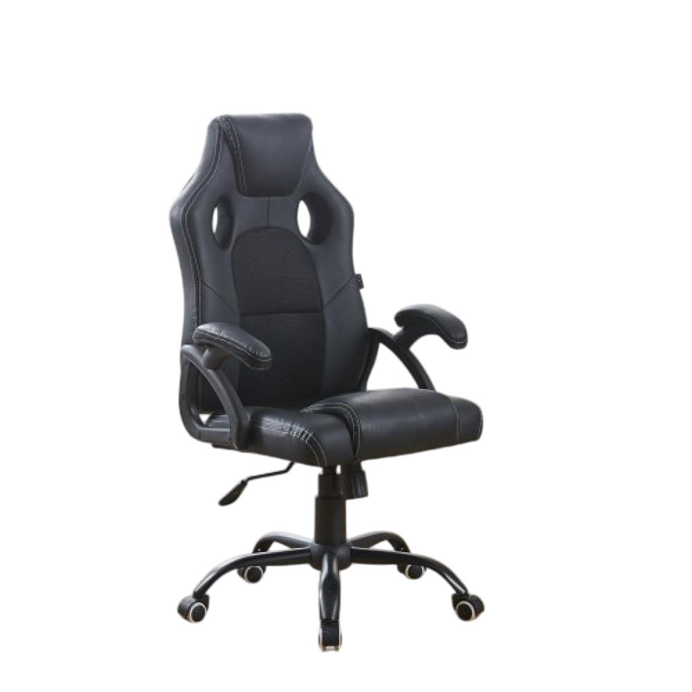Крісло геймерське Bonro BN-2022S з екошкіри на коліщатках з підлокітниками Чорний (132-76-42400291)