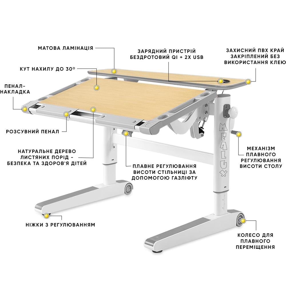 Стіл дитячий Mealux Ergowood L MG Energy Multicolor (BD-810 MG/MC Energy) - фото 5 Стіл дитячий Mealux Ergowood L MG Energy Multicolor (BD-810 MG/MC Energy) - фото 5