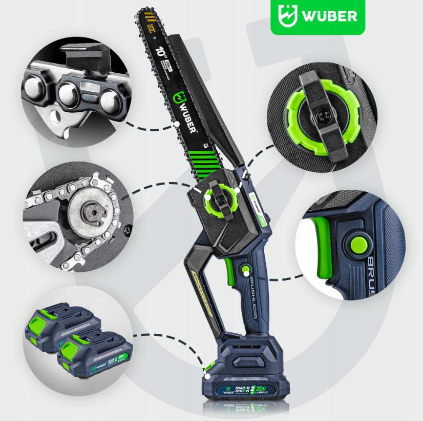 Пила аккумуляторная цепная Wuber 2 аккумулятора 2Ач 20В/2 шины - фото 3