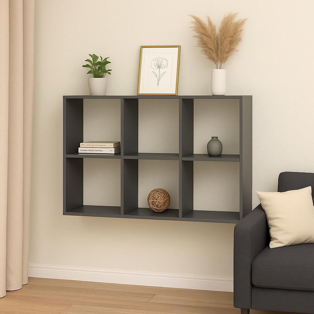 Стелаж настінно-підлоговий модульний MEBLIBUD KUB 3x2 секції Антрацит (28576896) - фото 3 Стелаж настінно-підлоговий модульний MEBLIBUD KUB 3x2 секції Антрацит (28576896) - фото 3