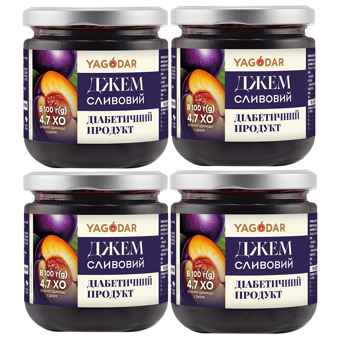 Джем со сливой YAGODAR без сахара 4 шт. (2671968698)