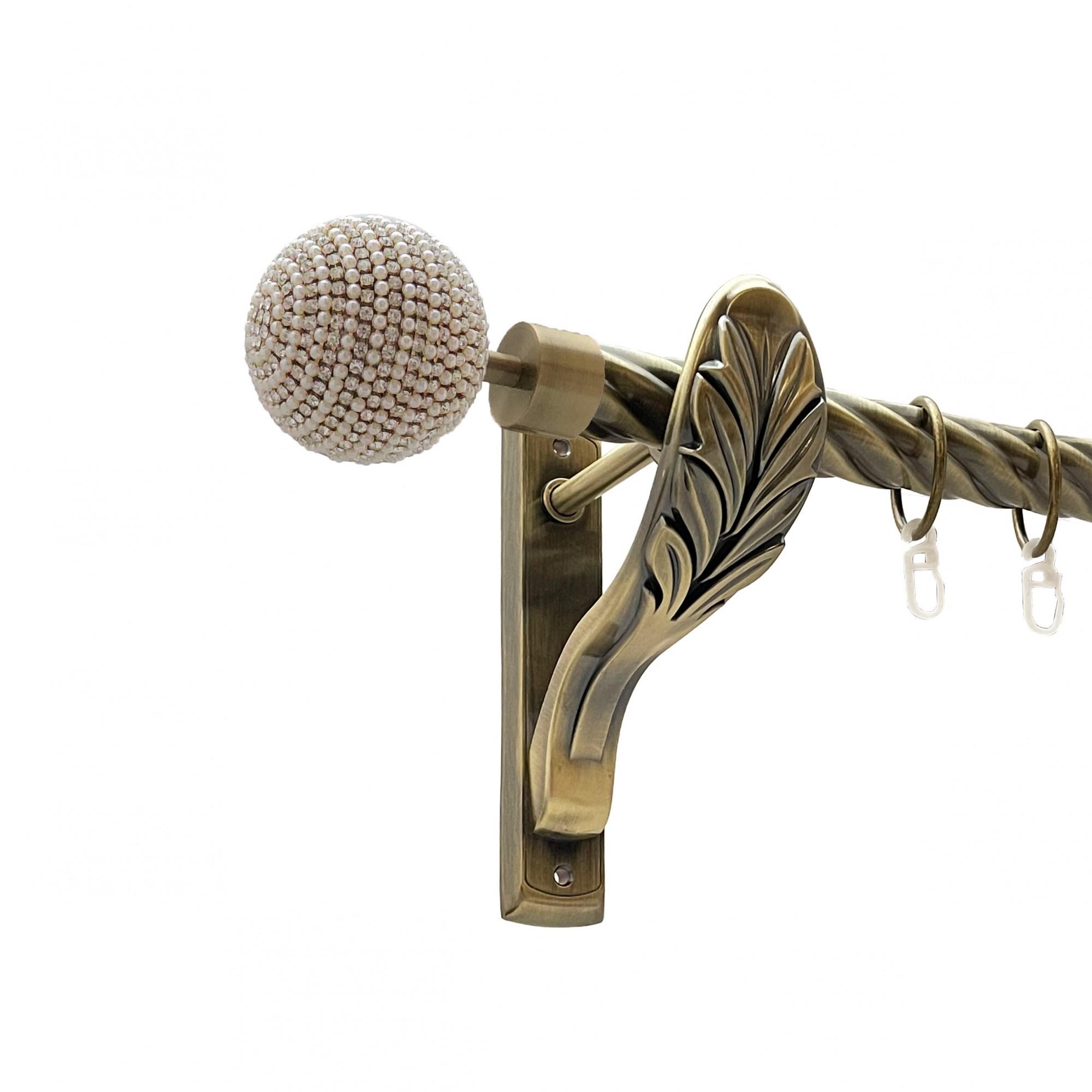 Карниз металлический Orvit Карера однорядная ретро скрученная труба/кольцо металлическое Антик 25 мм 160 см (00-00021631)