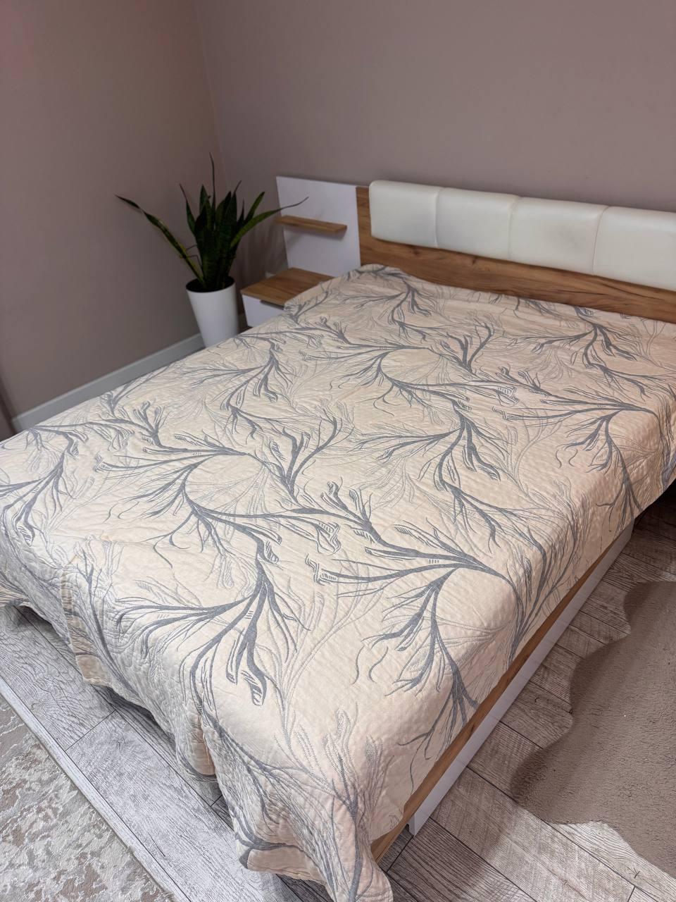 Покривало на ліжко полуторний 150х200 см Бежевий (Д-al-muslin205-003) Покривало на ліжко полуторний 150х200 см Бежевий (Д-al-muslin205-003)