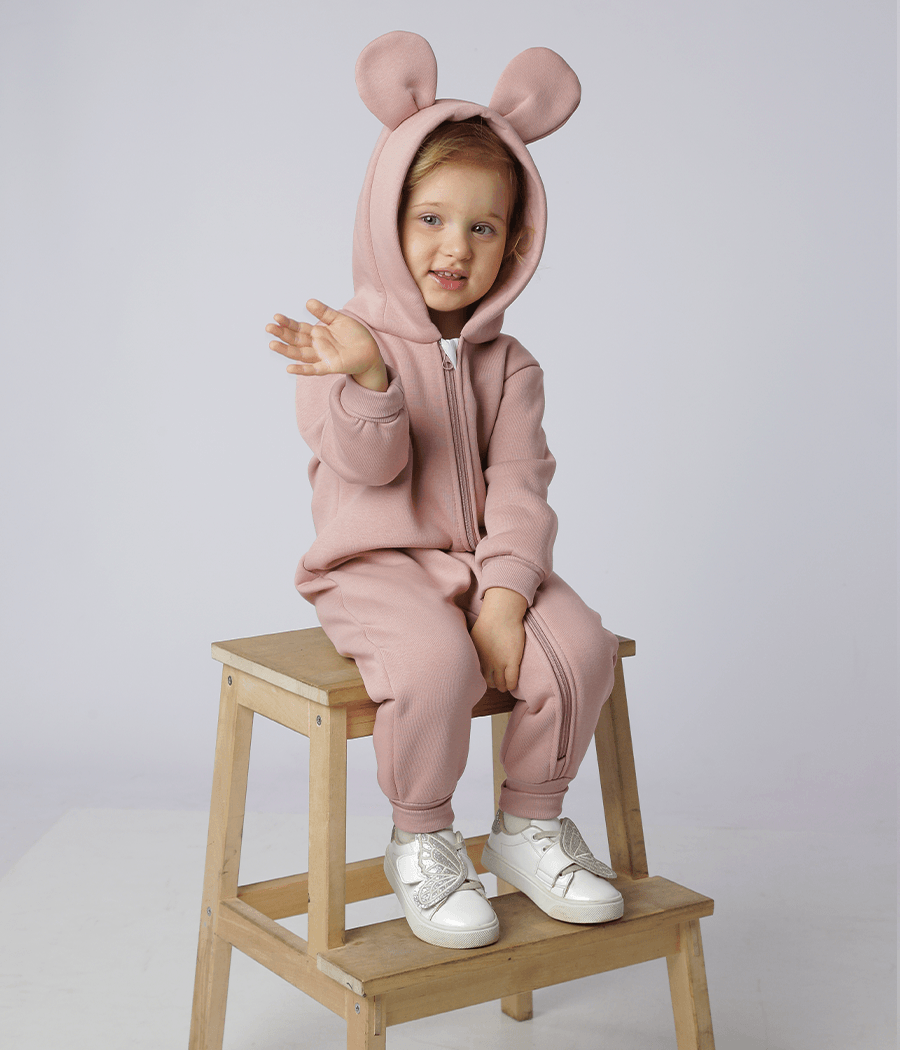 Комбинезон детский BUNNY BOX Микки с ушками триника утепленный р. 80 Пудровый (00980)