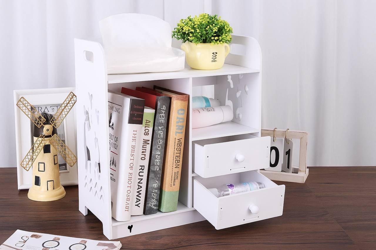 Органайзер настільний з шухлядами та полицями для зберігання Білий (Е051529)