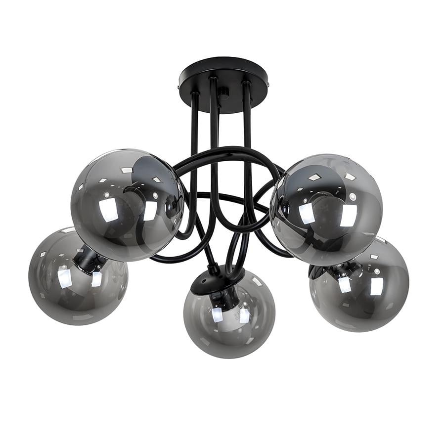 Люстра металева Levistella 7529910-5 BK/BK з 5 скляними плафонами під лампи Е27 (106-16-LVS4740)