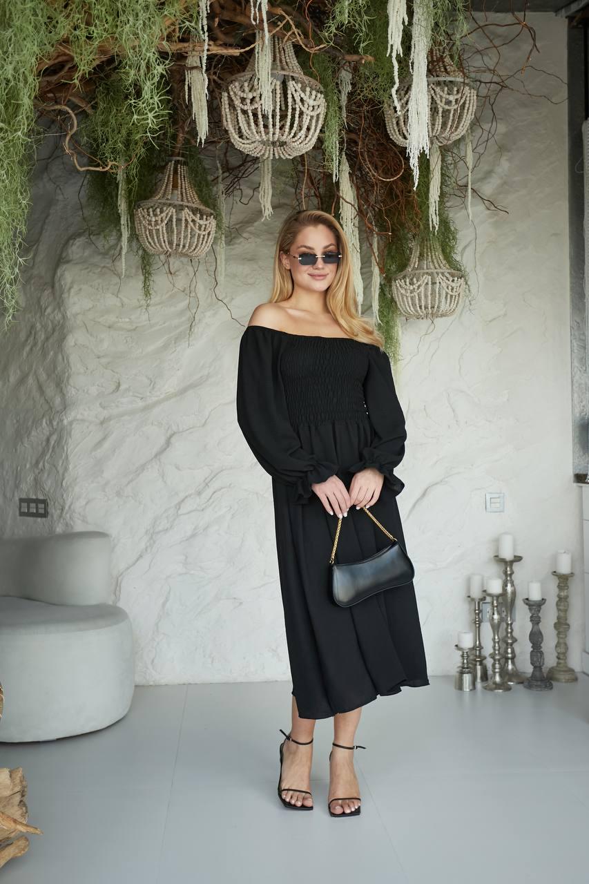 Платье женское креп-жатка р. 42-46 Черный (Г1467-237/Д) - фото 7