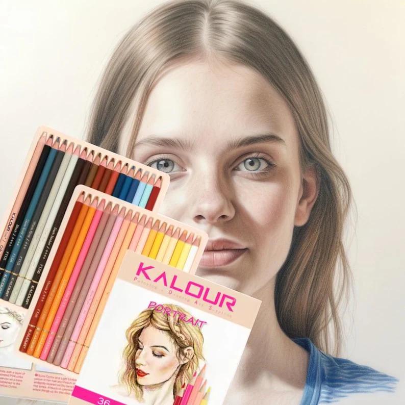 Набір професійних олівців для портретів KALOUR Portrait Skin Tone 35 тілесних відтінків (YW-PCP036P) - фото 6