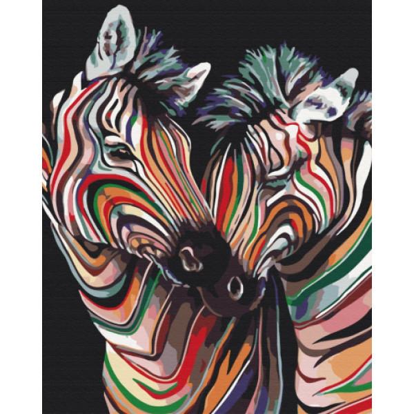 Картина по номерам Brushme Пара радужных зебр 40х50 см в термопакете (BS23783-mt)