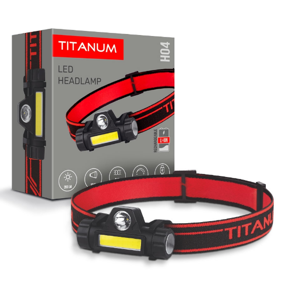 Фонарик налобный TITANUM TLF-H04 LED 200Lm 6500К Черный