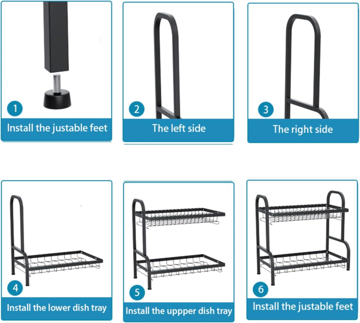 Органайзер для сушіння та зберігання посуду Bawl Rack R2F металевий на 2 яруси 43 см Чорний - фото 6 Органайзер для сушіння та зберігання посуду Bawl Rack R2F металевий на 2 яруси 43 см Чорний - фото 6