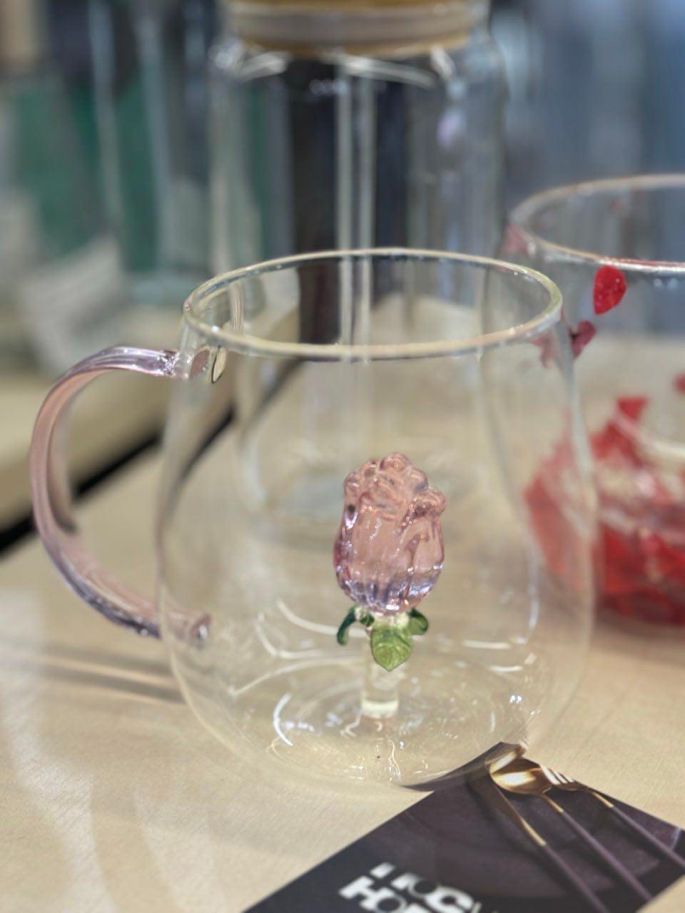 Скляна кружка Рожева троянда 400 мл Прозорий (8030-280) - фото 4 Скляна кружка Рожева троянда 400 мл Прозорий (8030-280) - фото 4