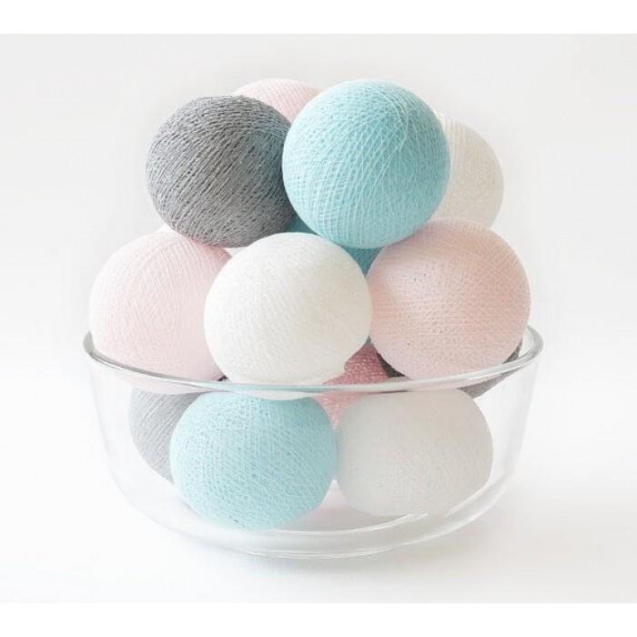 Гирлянда из ниточных шариков CBL Grey Pastel 20 шт. 3,7 м - фото 2 Гирлянда из ниточных шариков CBL Grey Pastel 20 шт. 3,7 м - фото 2